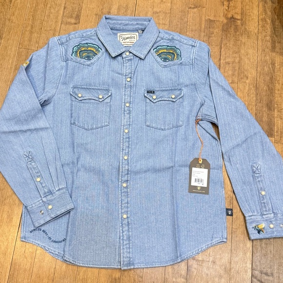 howler brothers x Fort Lonesome Other - Embroidered Denim Shirt w/ Fungi Embroidery